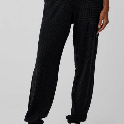 alo Women's Waffle Weekend Escape Jogger - Black
