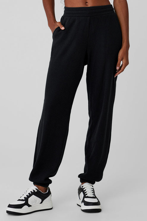 alo Women's Waffle Weekend Escape Jogger - Black