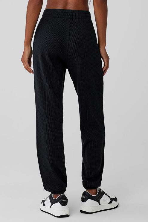 alo Women's Waffle Weekend Escape Jogger - Black