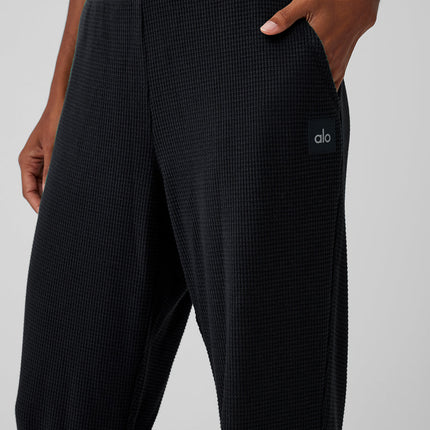 alo Women's Waffle Weekend Escape Jogger - Black