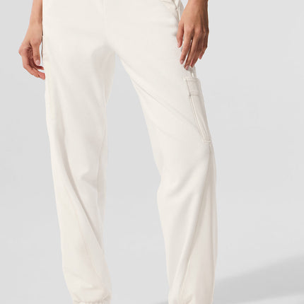 alo Women's Polar Fleece Wintry Mix Pant - Ivory