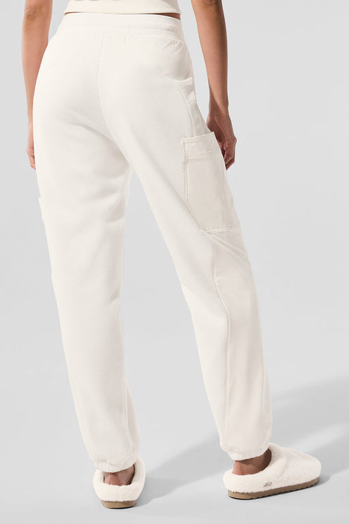 alo Women's Polar Fleece Wintry Mix Pant - Ivory