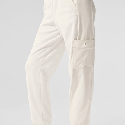 alo Women's Polar Fleece Wintry Mix Pant - Ivory