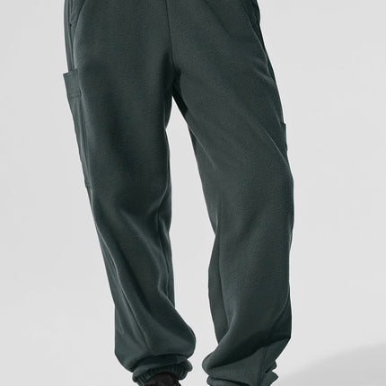 alo Women's Polar Fleece Wintry Mix Pant - Charcoal Green