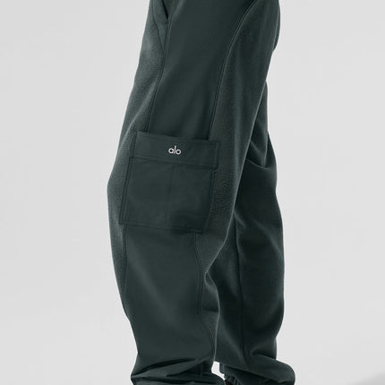 alo Women's Polar Fleece Wintry Mix Pant - Charcoal Green