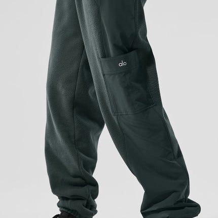 alo Women's Polar Fleece Wintry Mix Pant - Charcoal Green
