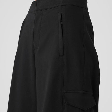 alo Women's Show Off Cargo Wide Leg Trouser (Long) - Black