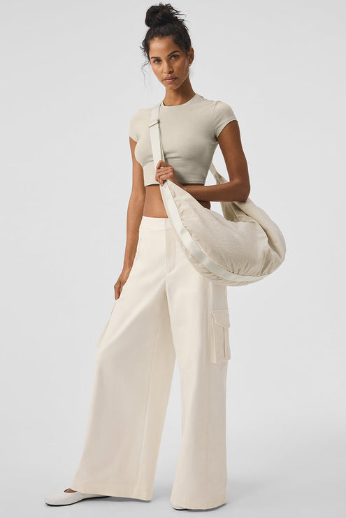 alo Women's Show Off Cargo Wide Leg Trouser (Long) - Ivory
