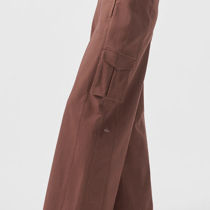 alo Women's Show Off Cargo Wide Leg Trouser - Chestnut