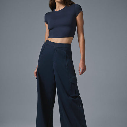 alo Women's Show Off Cargo Wide Leg Trouser - Navy