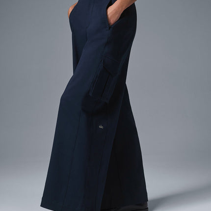 alo Women's Show Off Cargo Wide Leg Trouser - Navy