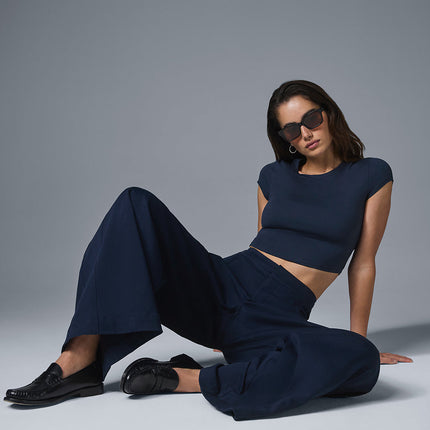 alo Women's Show Off Cargo Wide Leg Trouser - Navy