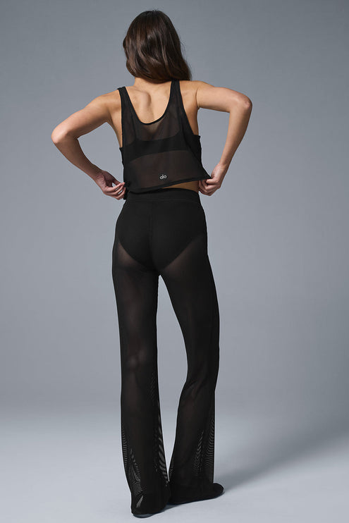 alo Women's Striped Mesh Tropical Nights Flare Pant - Black