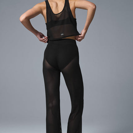 alo Women's Striped Mesh Tropical Nights Flare Pant - Black