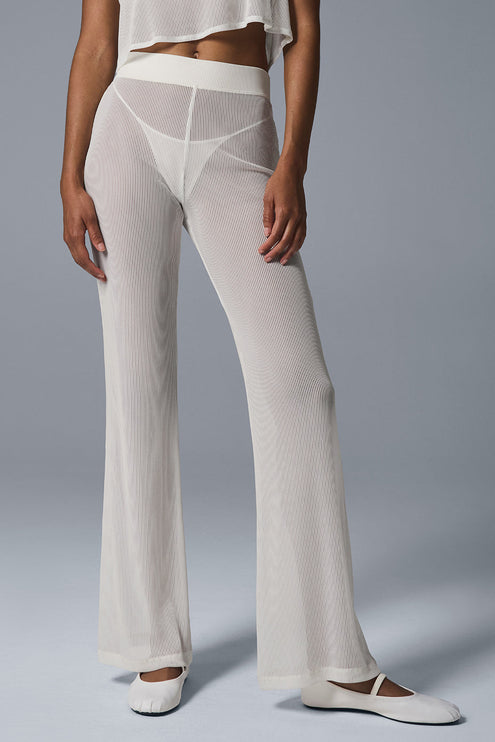 alo Women's Striped Mesh Tropical Nights Flare Pant - Ivory