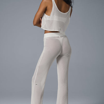 alo Women's Striped Mesh Tropical Nights Flare Pant - Ivory