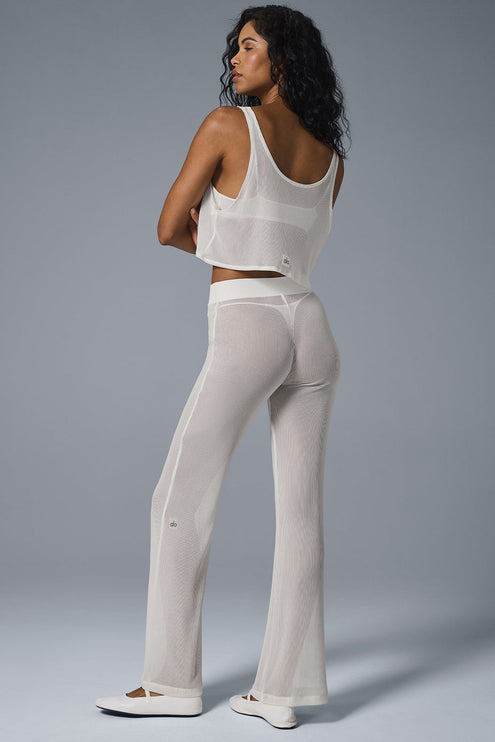 alo Women's Striped Mesh Tropical Nights Flare Pant - Ivory
