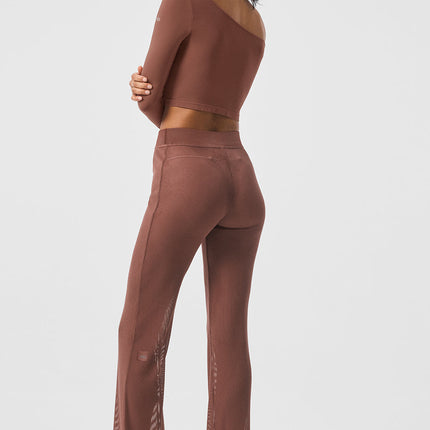 alo Women's Striped Mesh Tropical Nights Flare Pant - Chestnut