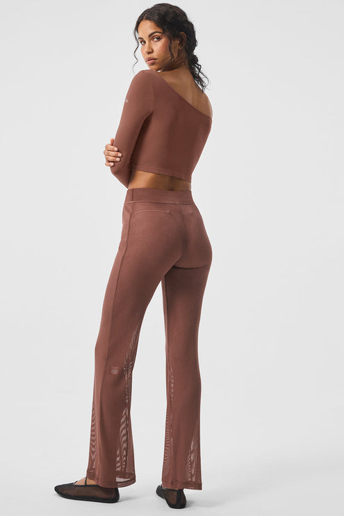 alo Women's Striped Mesh Tropical Nights Flare Pant - Chestnut
