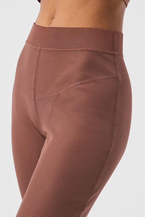 alo Women's Striped Mesh Tropical Nights Flare Pant - Chestnut