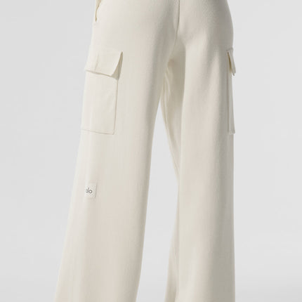 alo Women's Scholar Knit High-Waist Cargo Pant - Ivory