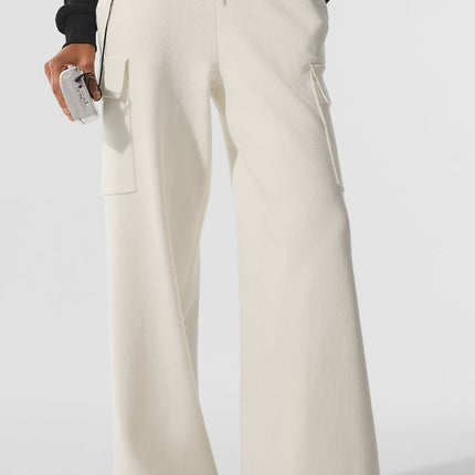 alo Women's Scholar Knit High-Waist Cargo Pant - Ivory