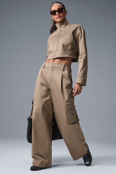 alo Women's High-Waist Night Out Cargo Trouser - Gravel