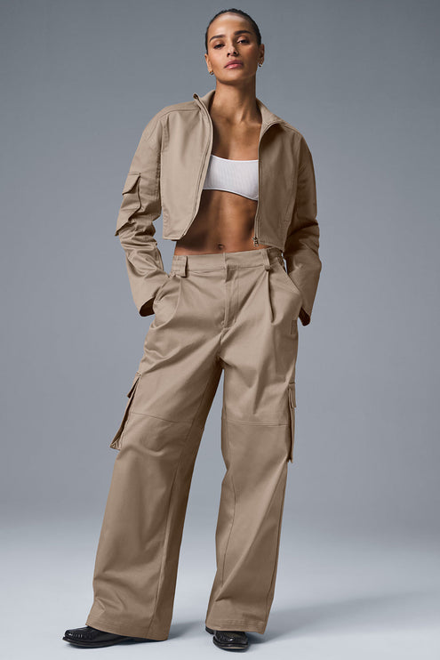alo Women's High-Waist Night Out Cargo Trouser - Gravel