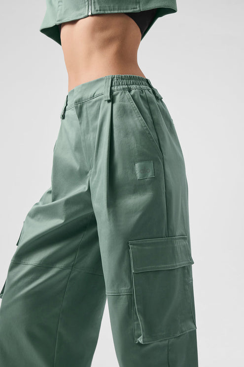 alo Women's High-Waist Night Out Cargo Trouser - Botanical Green