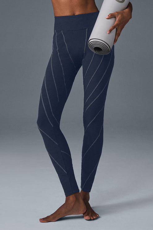 alo Women's Alosoft High-Waist Sunray Legging - Navy/Ivory