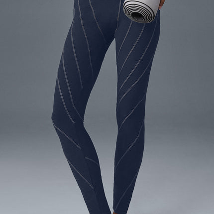 alo Women's Alosoft High-Waist Sunray Legging - Navy/Ivory
