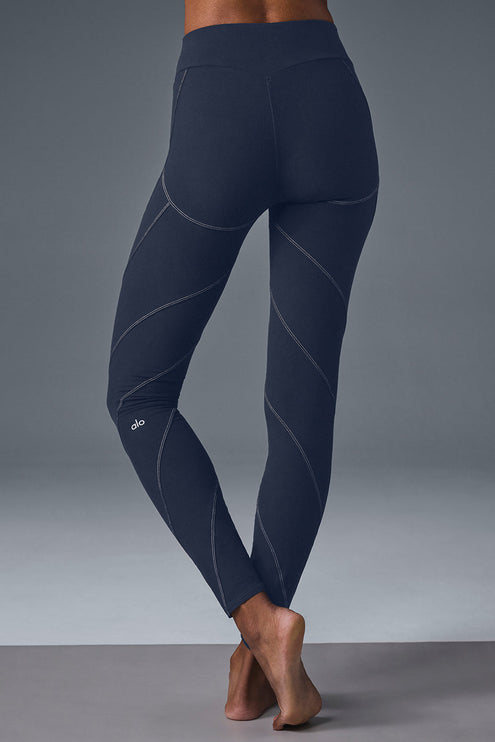 alo Women's Alosoft High-Waist Sunray Legging - Navy/Ivory