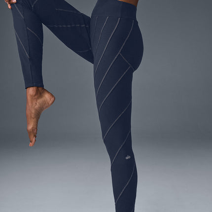 alo Women's Alosoft High-Waist Sunray Legging - Navy/Ivory