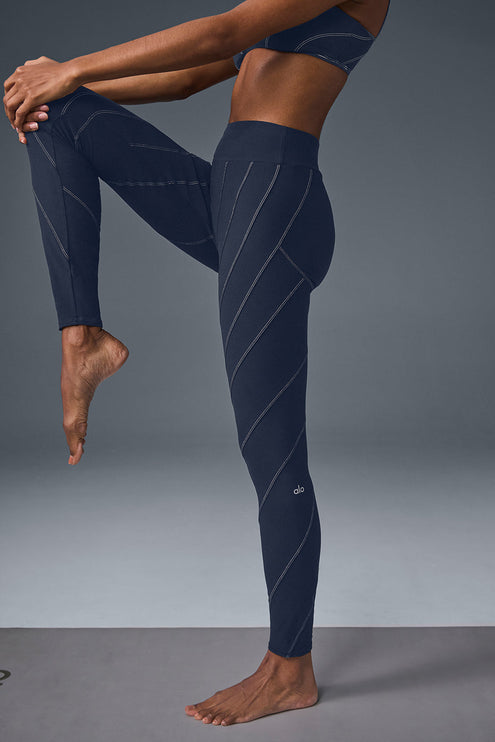 alo Women's Alosoft High-Waist Sunray Legging - Navy/Ivory