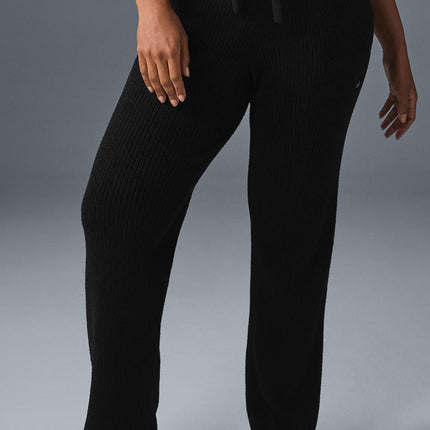alo Women's Snuggle Up Sweater High-Waist Wide Leg Pant - Black