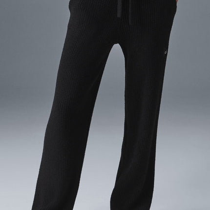 alo Women's Snuggle Up Sweater High-Waist Wide Leg Pant - Black