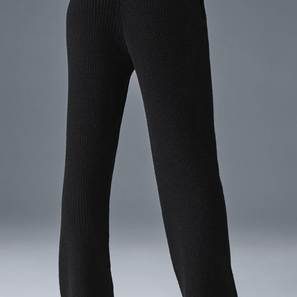 alo Women's Snuggle Up Sweater High-Waist Wide Leg Pant - Black