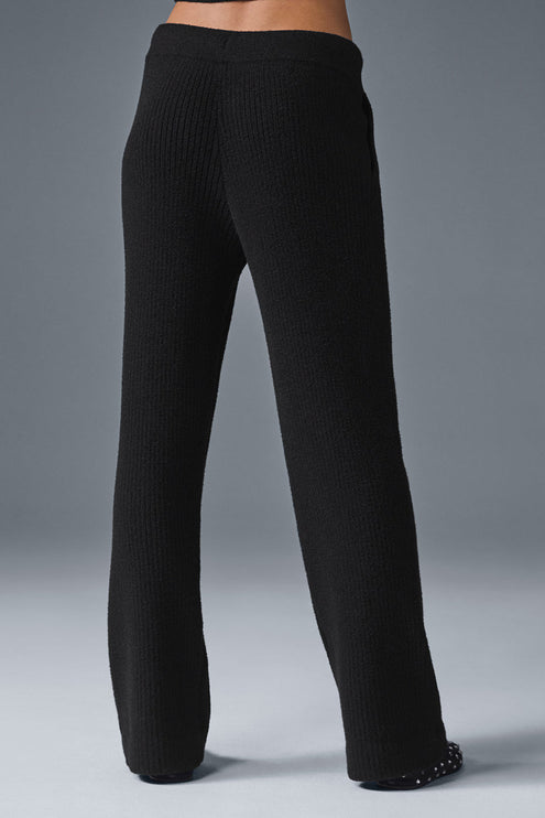 alo Women's Snuggle Up Sweater High-Waist Wide Leg Pant - Black