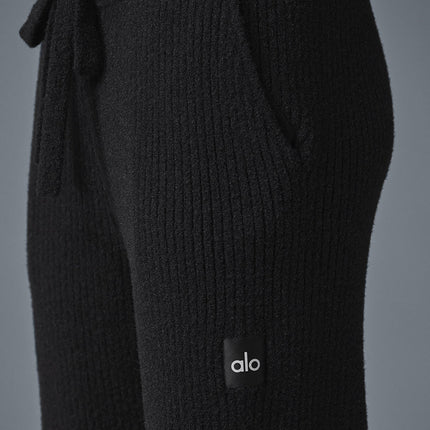 alo Women's Snuggle Up Sweater High-Waist Wide Leg Pant - Black