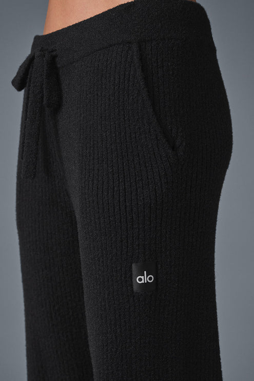 alo Women's Snuggle Up Sweater High-Waist Wide Leg Pant - Black