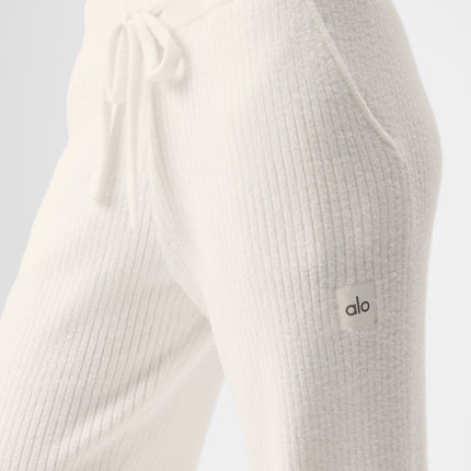 alo Women's Snuggle Up Sweater High-Waist Wide Leg Pant - Ivory