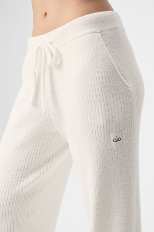 alo Women's Snuggle Up Sweater High-Waist Wide Leg Pant - Ivory