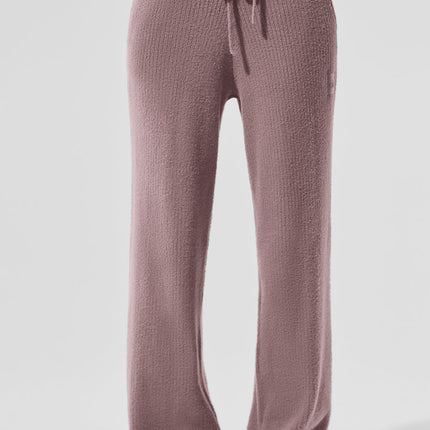 alo Women's Snuggle Up Sweater High-Waist Wide Leg Pant - Mushroom