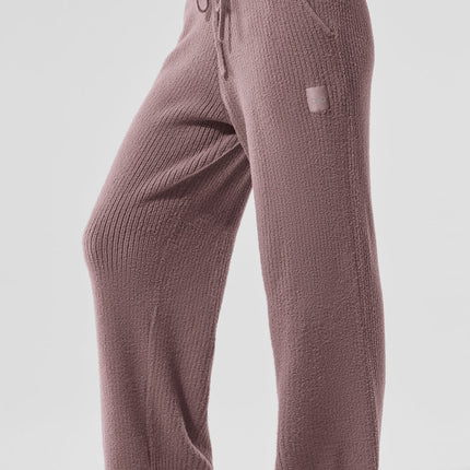 alo Women's Snuggle Up Sweater High-Waist Wide Leg Pant - Mushroom