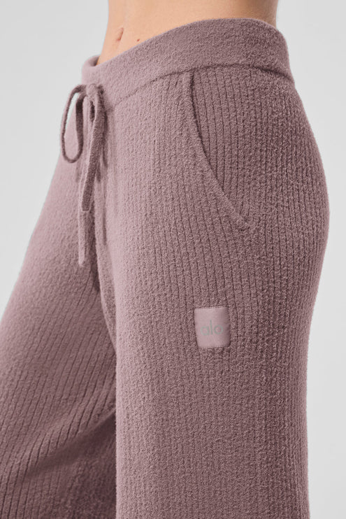 alo Women's Snuggle Up Sweater High-Waist Wide Leg Pant - Mushroom