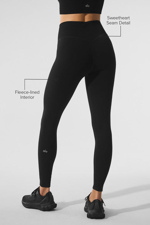 alo Women's Seamless Winter Warm Plush High-Waist 7/8 Legging - Black