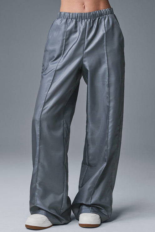 alo Women's Afterglow Wide Leg Track Pant - Steel Grey
