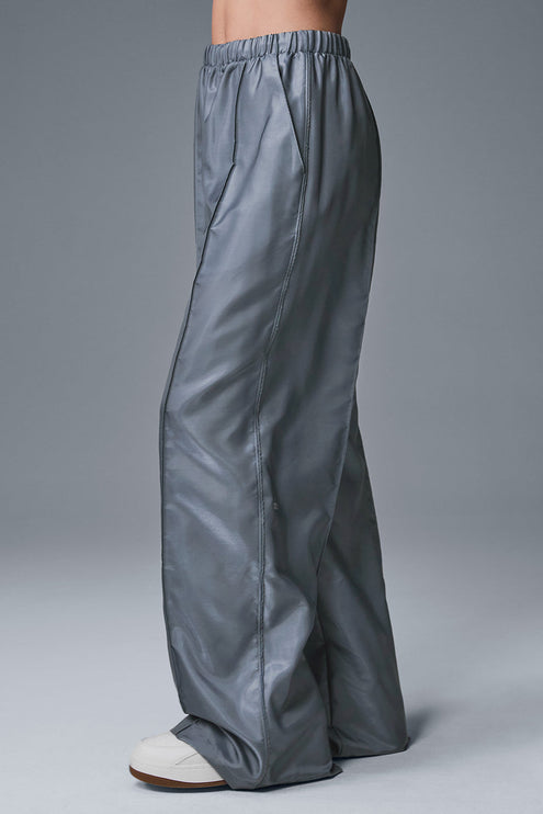 alo Women's Afterglow Wide Leg Track Pant - Steel Grey