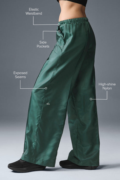 alo Women's Afterglow Wide Leg Track Pant - Winter Ivy