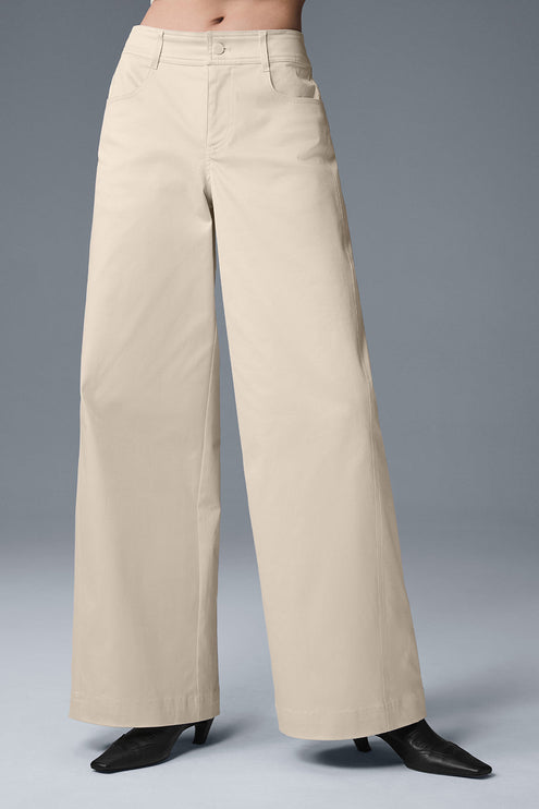alo Women's Wanderlust Wide Leg Trouser - Oat Milk